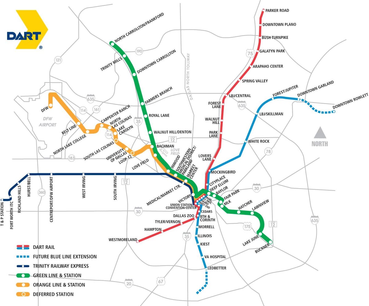 ダラス高速輸送公社地図
