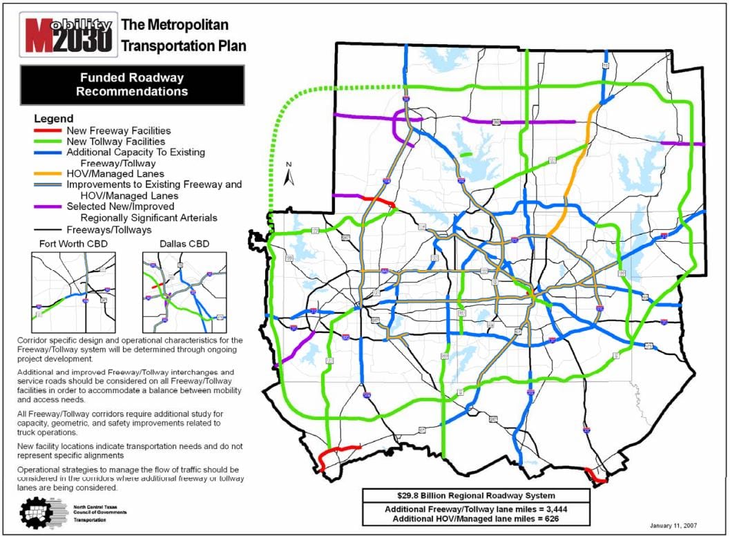 ダラスの有料道路地図