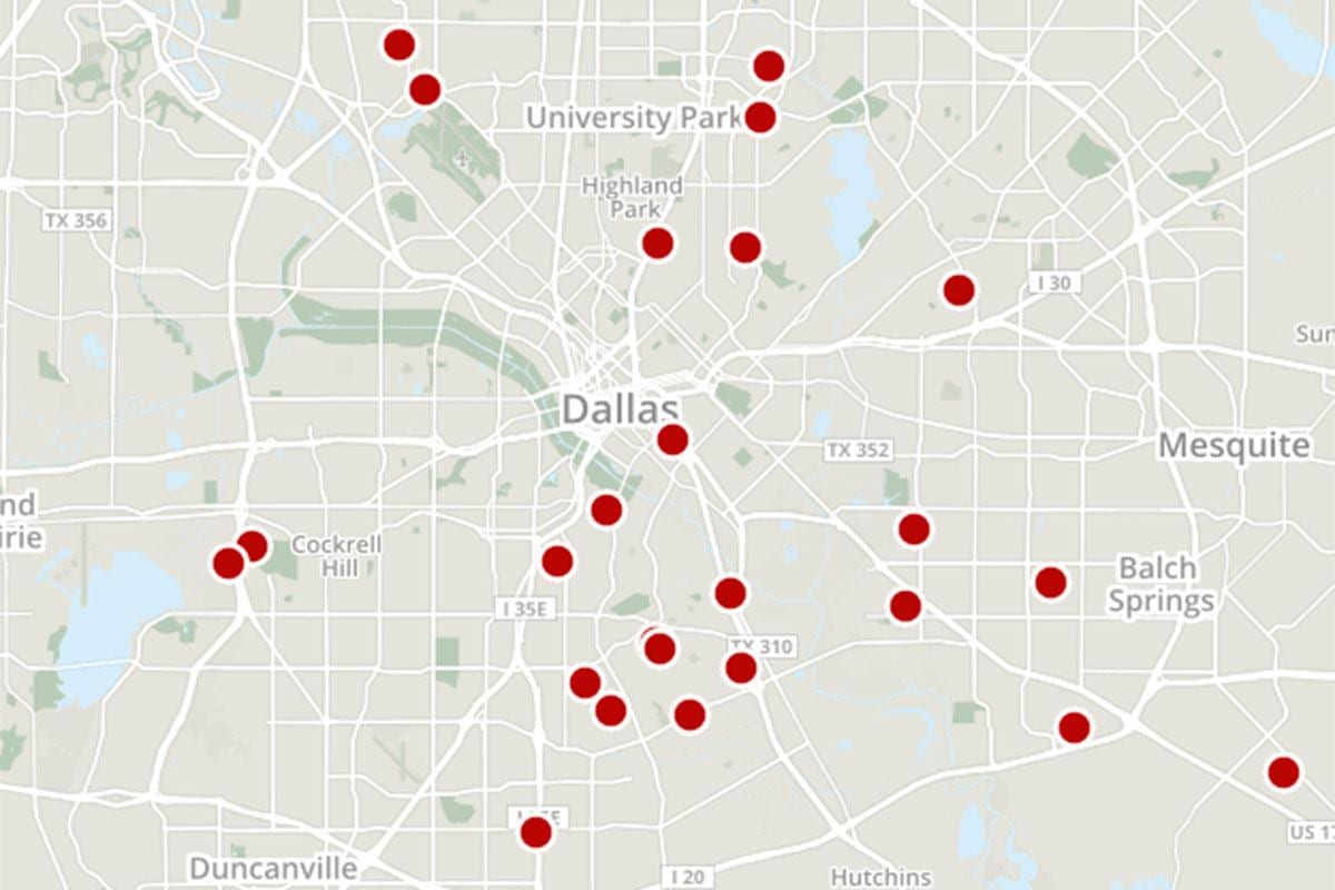 ダラスの犯罪の地図