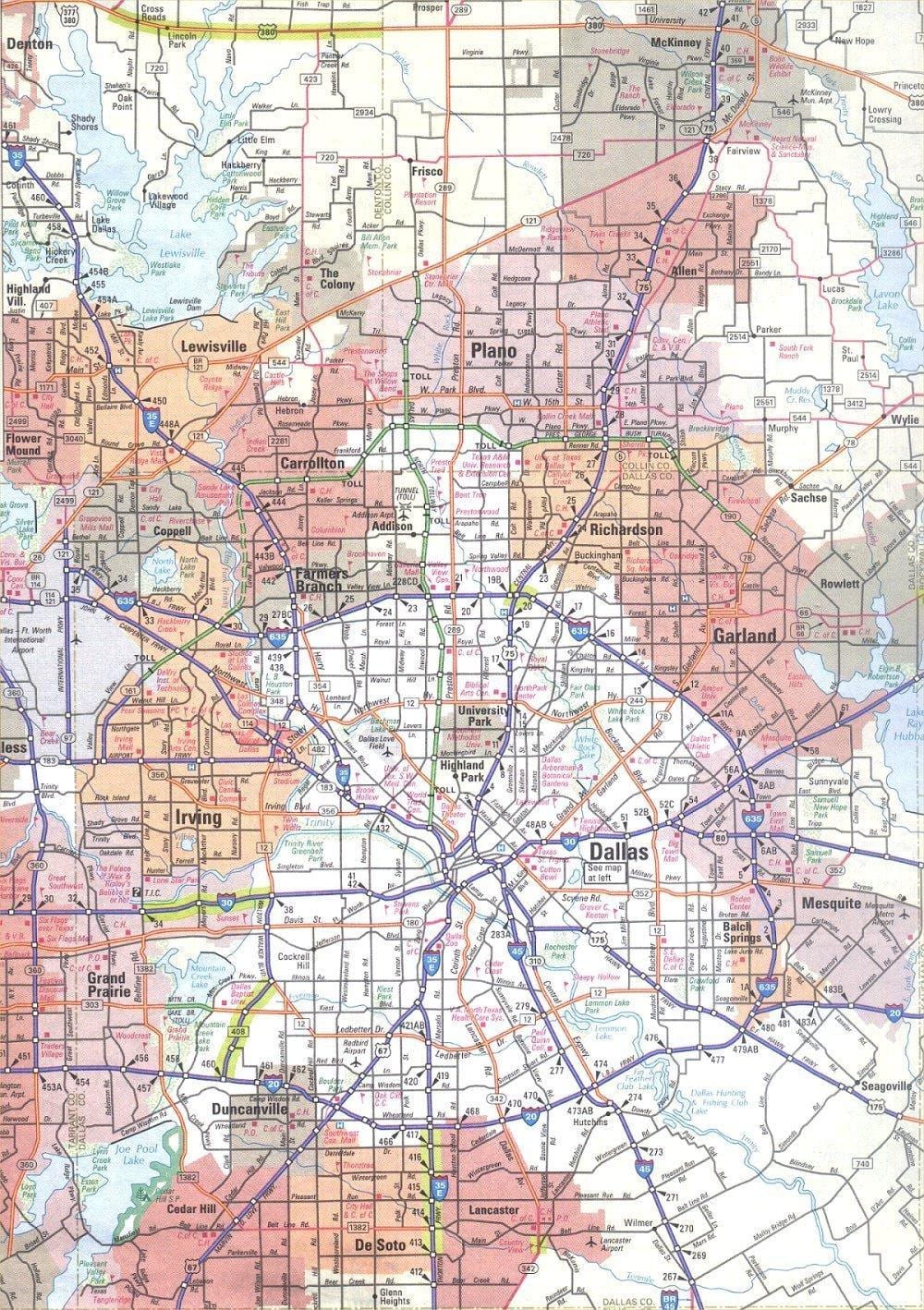 地図のダラステキサス地域