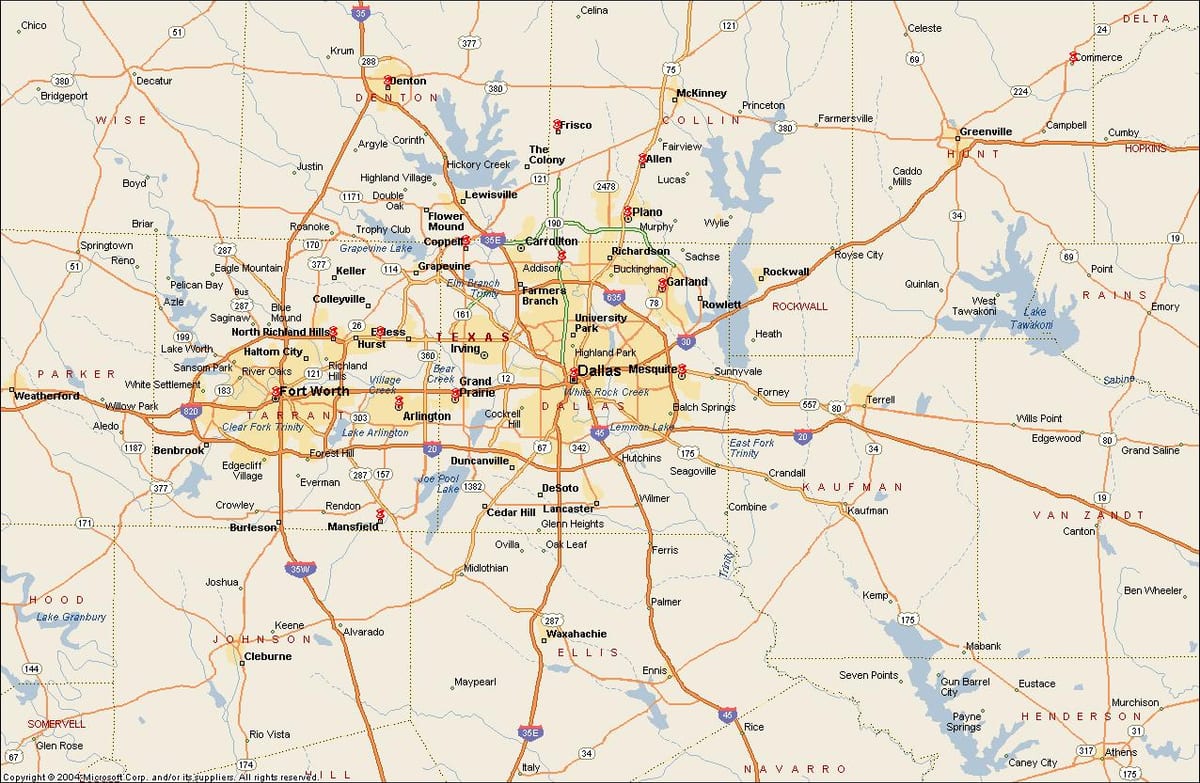 ダラスフォートワースmetroplex地図