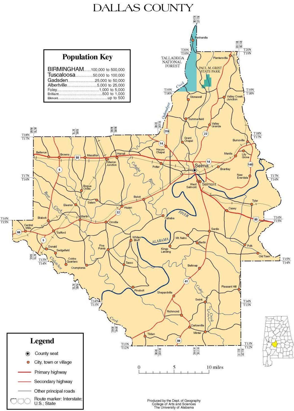地図のダラス郡
