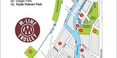 地図のダラスのトロリー