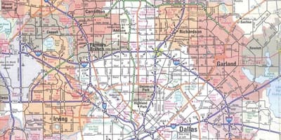 地図のダラステキサス地域